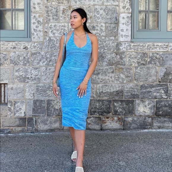 Rumored Blue Knit Halter Dress - Picture 1 of 3